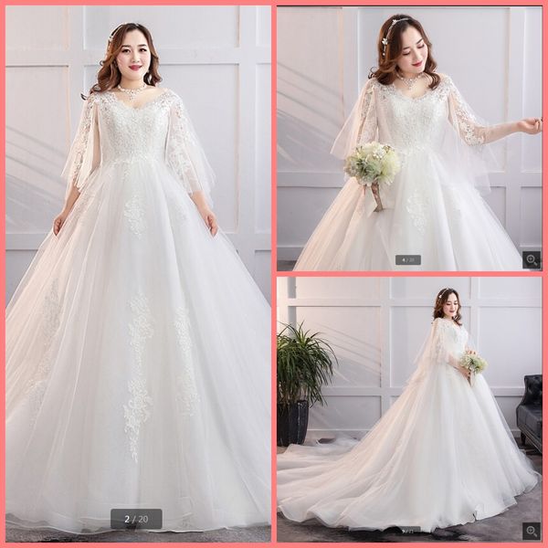 new arrival 2019 white ball gown 3/4 sleeve plus size modest wedding dress v neckline princess puffy chapel train bridal gowns selling
new arrival 2019 white ball gown 3/4 sleeve plus size modest wedding dress v neckline princess puffy chapel train bridal gowns selling