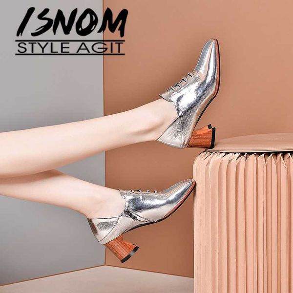 isnom metal leather shoes new wood heels casual shoes square toe lace up zip pumps for spring 2020, Black
isnom metal leather shoes new wood heels casual shoes square toe lace up zip pumps for spring 2020, Black