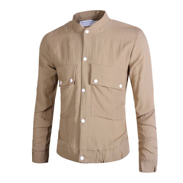 large size special section 2017 autumn new style korean-style men stand collar casual thin cotton linen jacket outside, Black;brown
large size special section 2017 autumn new style korean-style men stand collar casual thin cotton linen jacket outside, Black;brown