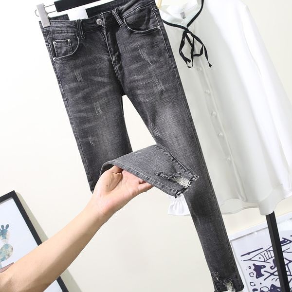 smoke gray jeans for women 2019 new spring summer high waist skinny pencil pants ultra long elastic ripped hole jeans mujer, Blue
smoke gray jeans for women 2019 new spring summer high waist skinny pencil pants ultra long elastic ripped hole jeans mujer, Blue