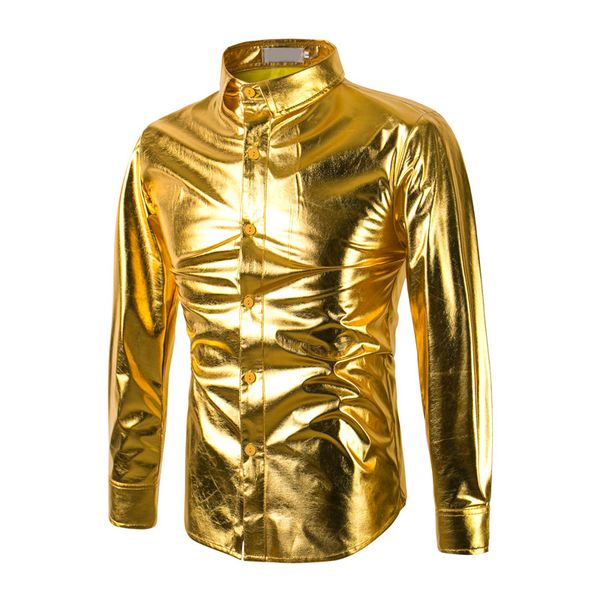 mens trend night club coated metallic halloween gold silver button down shirts party shiny long sleeves dress shirts for men, White;black
mens trend night club coated metallic halloween gold silver button down shirts party shiny long sleeves dress shirts for men, White;black