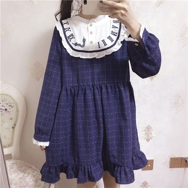 

japanese sweet lolita dress cute embroidery lace lattice long sleeve victorian dress kawaii girl gothic lolita op loli cos, Black;red