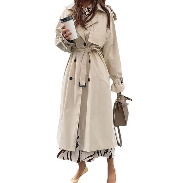 windbreaker female 2020 new autumn spring women's coat korean plus size double breasted ladies long chic trench coats ll99, Tan;black
windbreaker female 2020 new autumn spring women's coat korean plus size double breasted ladies long chic trench coats ll99, Tan;black