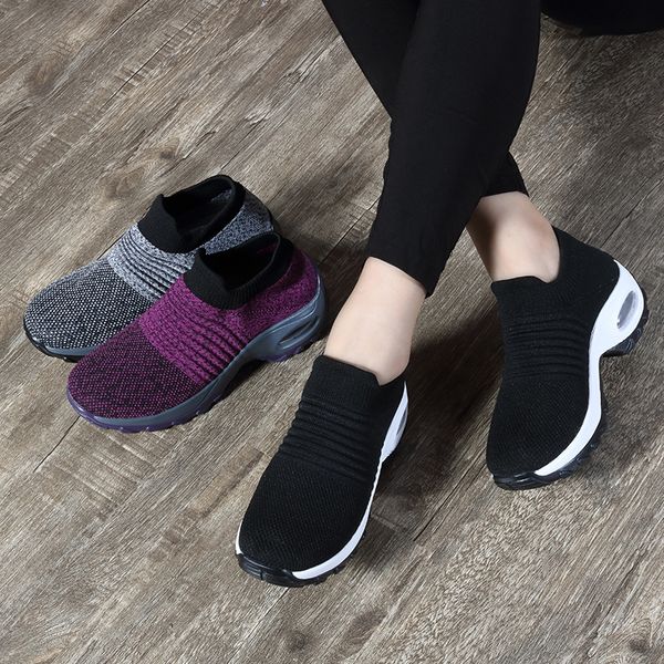 

sport shoes women tennis shoes outdoor sneakers wedge platform height increase 5cm breathable sock footwear zapatos mujer