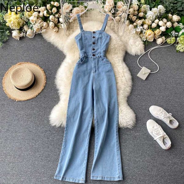 women's jumpsuits & rompers neploe denim womens jumpsuit 2021 spring slash neck camis playsuits fashion single breasted wide leg bodysu, Black;white
women's jumpsuits & rompers neploe denim womens jumpsuit 2021 spring slash neck camis playsuits fashion single breasted wide leg bodysu, Black;white