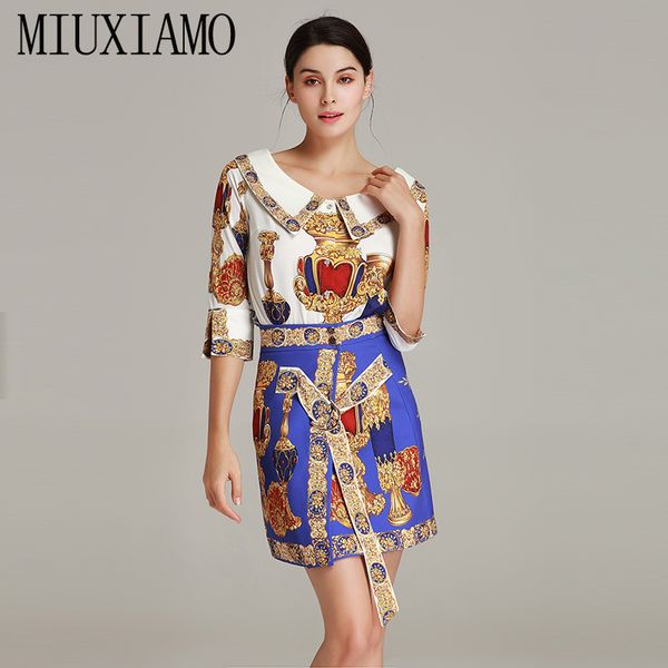 miuximao 2019 spring style suit sets 2 piece turn-down collar full sleeve + mini skirt pattern print jumpsuit women, White
miuximao 2019 spring style suit sets 2 piece turn-down collar full sleeve + mini skirt pattern print jumpsuit women, White