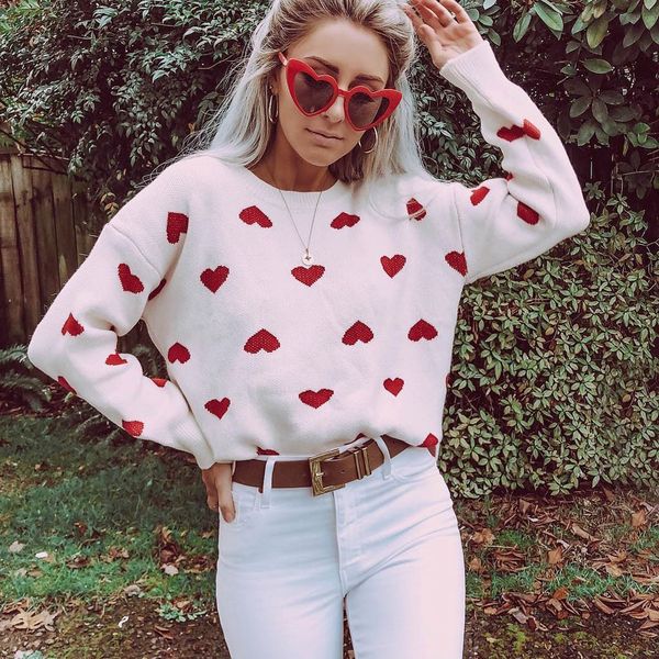 casual women heart print knitted pullover long sleeve sweater women o neck sweater blouse crochet pull femme winter clothes, White;black
casual women heart print knitted pullover long sleeve sweater women o neck sweater blouse crochet pull femme winter clothes, White;black