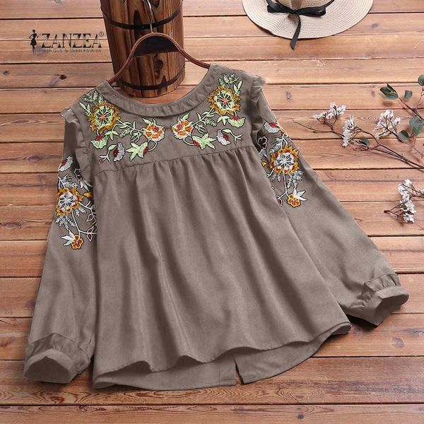 2020 zanzea vintage floral embroidery women's spring blouse long sleeve shirts female back button tunic plus size blusas, White
2020 zanzea vintage floral embroidery women's spring blouse long sleeve shirts female back button tunic plus size blusas, White