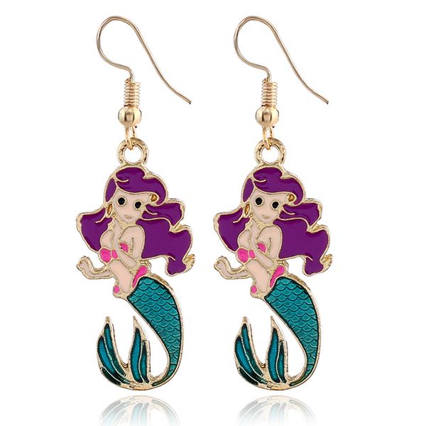 new european and american style small fresh color mermaid earrings fashionable animal cute oil earrings, Golden
new european and american style small fresh color mermaid earrings fashionable animal cute oil earrings, Golden