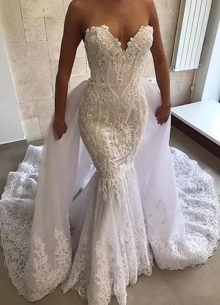 gorgeous 2019 mermaid wedding dress with detachale train beaded sweetheart lace appliqued bridal gowns beach country vestidos de novia, White
gorgeous 2019 mermaid wedding dress with detachale train beaded sweetheart lace appliqued bridal gowns beach country vestidos de novia, White