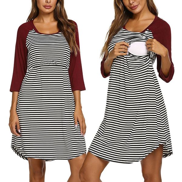 vetement femme 2019 women's maternity pregnant clothes dress 3/4 sleeve striped nursing breastfeeding sleepwear clothing dress, White
vetement femme 2019 women's maternity pregnant clothes dress 3/4 sleeve striped nursing breastfeeding sleepwear clothing dress, White