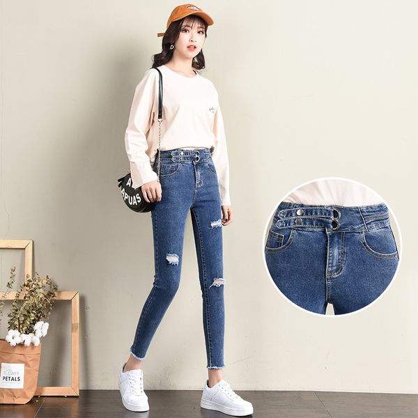 2020 women high waist hole jeans spring ropa mujer jeans pants fashion candy color denim pencil pant plus size trousers p9347, Blue
2020 women high waist hole jeans spring ropa mujer jeans pants fashion candy color denim pencil pant plus size trousers p9347, Blue