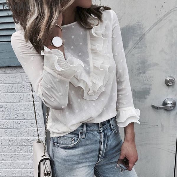womens boho beach ruffle frill polka dot and blouses elegant long sleeve female holiday party blouse shirt, White
womens boho beach ruffle frill polka dot and blouses elegant long sleeve female holiday party blouse shirt, White