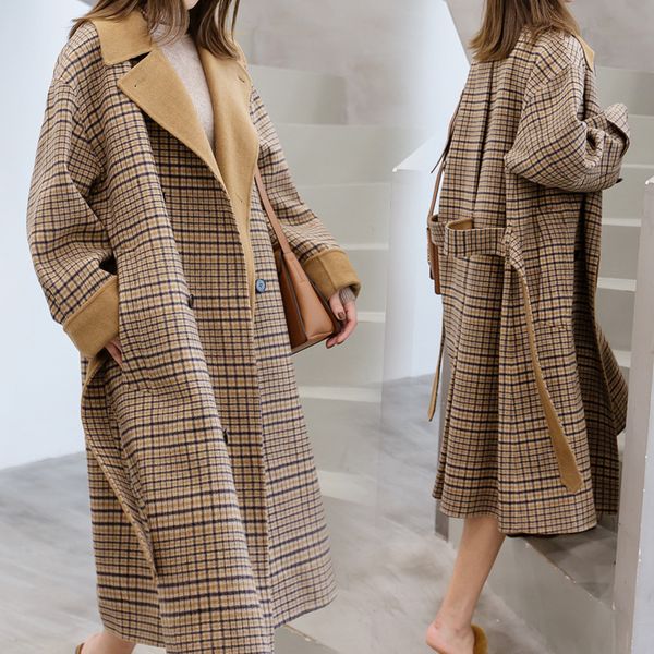 2019 autumn winter new korean version thick coat women's tartan coat long women's windbreaker jacket, Black
2019 autumn winter new korean version thick coat women's tartan coat long women's windbreaker jacket, Black