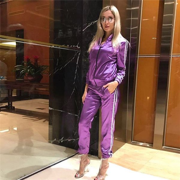 Satin Two Piece Set Tracksuit for Women Elegant Top and Pants Set 2018 Womens Casual Sweat Suits Fitness Autumn Outfits Women Sportwear New
Satin Two Piece Set Tracksuit for Women Elegant Top and Pants Set 2018 Womens Casual Sweat Suits Fitness Autumn Outfits Women Sportwear New