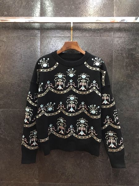 the new autumn and winter 2019 women's wild flower embroidery loose knit sweater 1210, White;black
the new autumn and winter 2019 women's wild flower embroidery loose knit sweater 1210, White;black