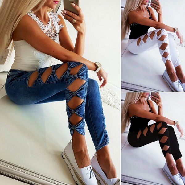 2020 new women skinny cutout denim slim skinny ripped pants high waist stretch jeans pencil trousers, White;red
2020 new women skinny cutout denim slim skinny ripped pants high waist stretch jeans pencil trousers, White;red
