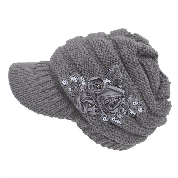 women's knitted wool cap autumn winter hats 2018 new fashion women messy bun cable knit visor hat with flower sequin design caps, Blue;gray
women's knitted wool cap autumn winter hats 2018 new fashion women messy bun cable knit visor hat with flower sequin design caps, Blue;gray