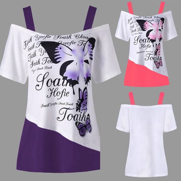 women butterfly printing off shoulder shirt short sleeve casual long section sling slim roupas femininas#15, White
women butterfly printing off shoulder shirt short sleeve casual long section sling slim roupas femininas#15, White