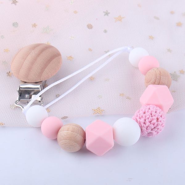 Pacifier Clip Baby Silicone Teething Beads Pacifier Holder Clips Teether Toy Chewbeads Baby Birthday Shower Gift