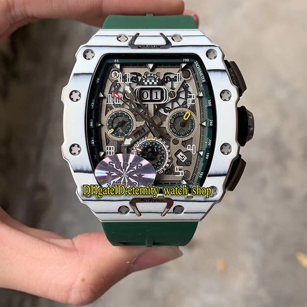 version rm 11-03 ntpt carbon fiber white case skeleton dial japan miyota mechanical rm11-03rg mens watch rubber strap designer watches, Slivery;brown