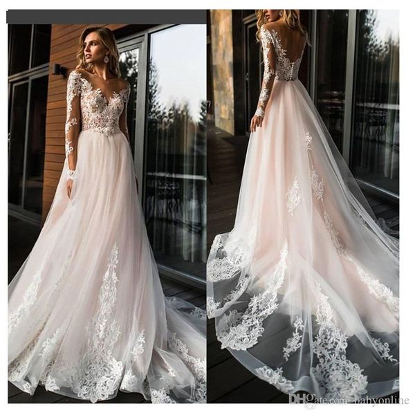 plus size blush pink bohemian wedding dresses sheer neck long sleeve covered back appliqued ruched long bridal gowns robes de mariée, White
plus size blush pink bohemian wedding dresses sheer neck long sleeve covered back appliqued ruched long bridal gowns robes de mariée, White