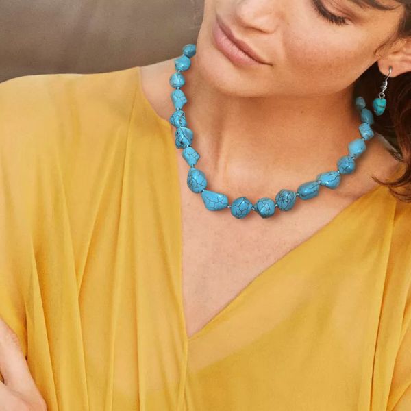 yumfeel hand knotted turquoise nugget necklace jewelry set women gifts stones bohemian, Silver
yumfeel hand knotted turquoise nugget necklace jewelry set women gifts stones bohemian, Silver