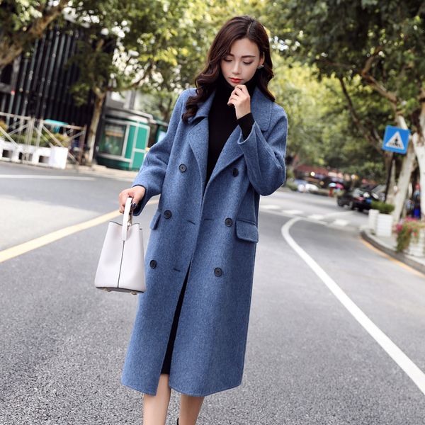 new long wool blends coat women autumn and winter 2019 fashion turn-down collar loose long wool outerwear, Black
new long wool blends coat women autumn and winter 2019 fashion turn-down collar loose long wool outerwear, Black
