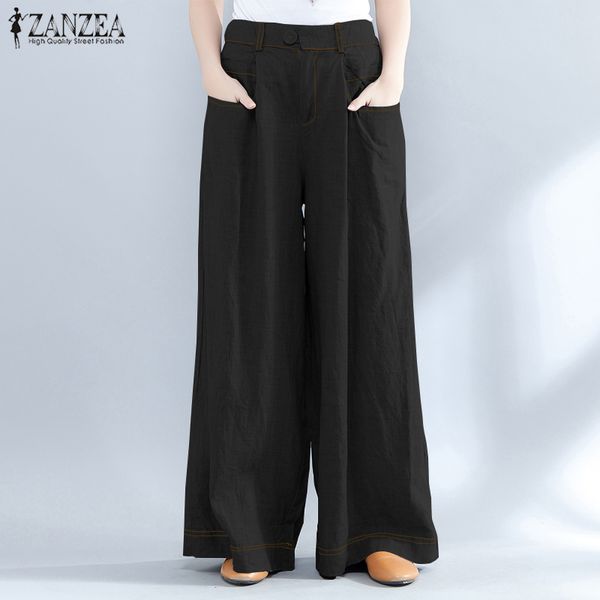 wide leg pants vintage woman elastic waist baggy pantalon women's solid trousers 2019 zanzea female casual pant oversized 5xl, Black;white
wide leg pants vintage woman elastic waist baggy pantalon women's solid trousers 2019 zanzea female casual pant oversized 5xl, Black;white