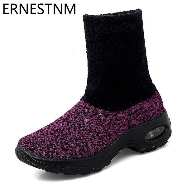 ernestnm knitting sock boots women's winter sneakers black casual shoes ankle boots ladies plush rubber platform chunky
ernestnm knitting sock boots women's winter sneakers black casual shoes ankle boots ladies plush rubber platform chunky