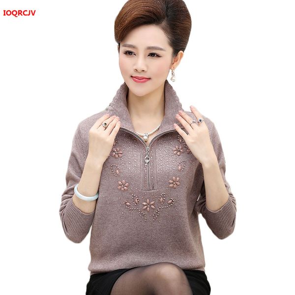 large size middle-aged women's pullover sweaters autumn long-sleeved lapel zipper knitting casual wool sweater coat w1786, White;black
large size middle-aged women's pullover sweaters autumn long-sleeved lapel zipper knitting casual wool sweater coat w1786, White;black