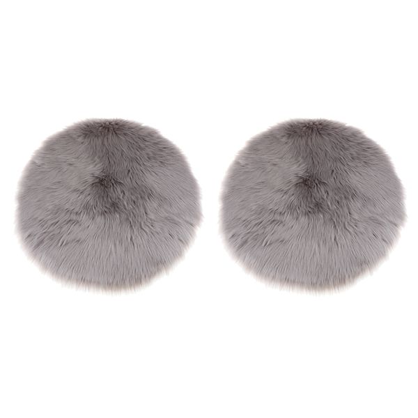 2pcs faux fur seat cushion pad artificial sheepskin mat gray 40cm