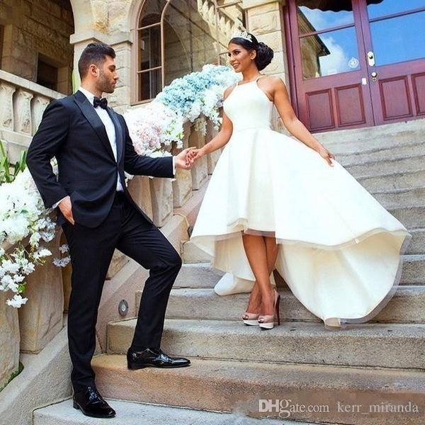 modest simple wedding dresses hi low halter neck satin a-line sleeveless wedding party formal beach bridal gowns dh401, White
modest simple wedding dresses hi low halter neck satin a-line sleeveless wedding party formal beach bridal gowns dh401, White