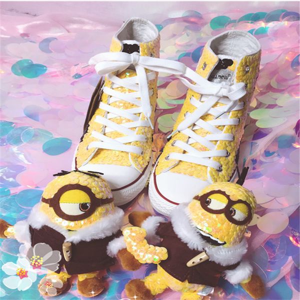 new thai street fashion handmade shoes cartoon sequins high help shoes flat strap canvas, Black
new thai street fashion handmade shoes cartoon sequins high help shoes flat strap canvas, Black