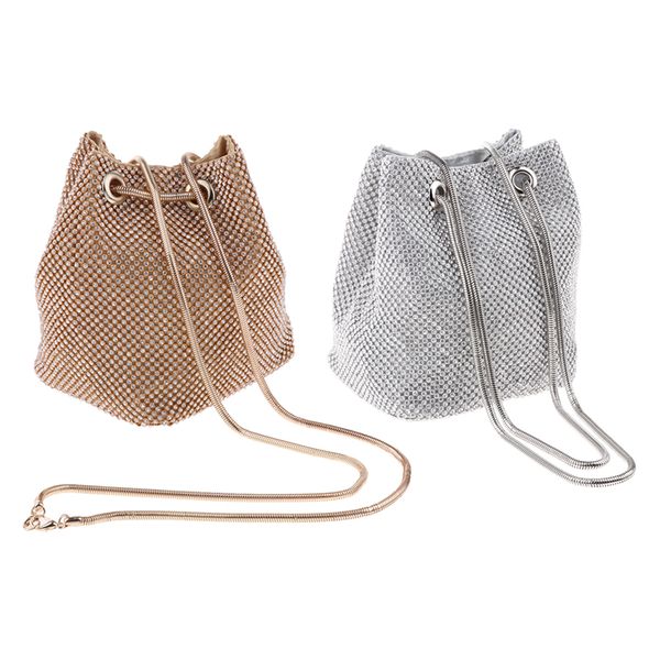 2 pieces womens evening bag party crystal rhinestone bucket bag chain purse, Black;red
2 pieces womens evening bag party crystal rhinestone bucket bag chain purse, Black;red