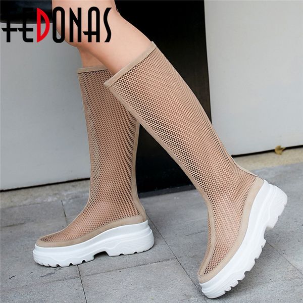 fedonas summer hollow mesh women knee high boots fashion female round toe long platform boots zipper party casual shoes woman, Black
fedonas summer hollow mesh women knee high boots fashion female round toe long platform boots zipper party casual shoes woman, Black