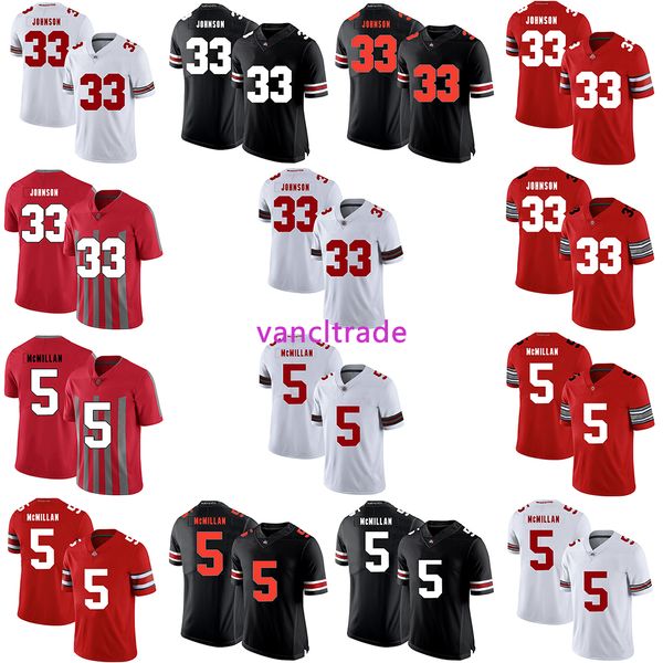 2019 ncaa football ohio state buckeyes 33 pete johnson 5 raekwon mcmillan jerserys, Black;red
2019 ncaa football ohio state buckeyes 33 pete johnson 5 raekwon mcmillan jerserys, Black;red