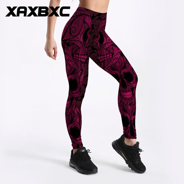 c3950 girl rose red big skull prints elastic slim gym fitness women sport leggings yoga pants trousers plus size, White;red
c3950 girl rose red big skull prints elastic slim gym fitness women sport leggings yoga pants trousers plus size, White;red