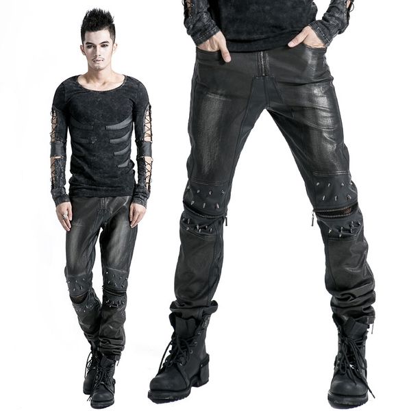 punk rave men's punk rock vintage rivet leather pants gothic casual club men trousers streetwear, Black
punk rave men's punk rock vintage rivet leather pants gothic casual club men trousers streetwear, Black