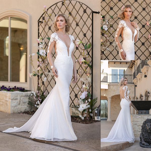 white mermaid naama wedding dresses v neck long sleeve tulle lace applique pearls wedding gowns sweep train robe de mariée
white mermaid naama wedding dresses v neck long sleeve tulle lace applique pearls wedding gowns sweep train robe de mariée