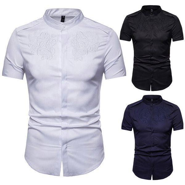 new 2019 men hipster casual slim fit short sleeve button down shirts with embroidery shirts mens casual a502, White;black
new 2019 men hipster casual slim fit short sleeve button down shirts with embroidery shirts mens casual a502, White;black