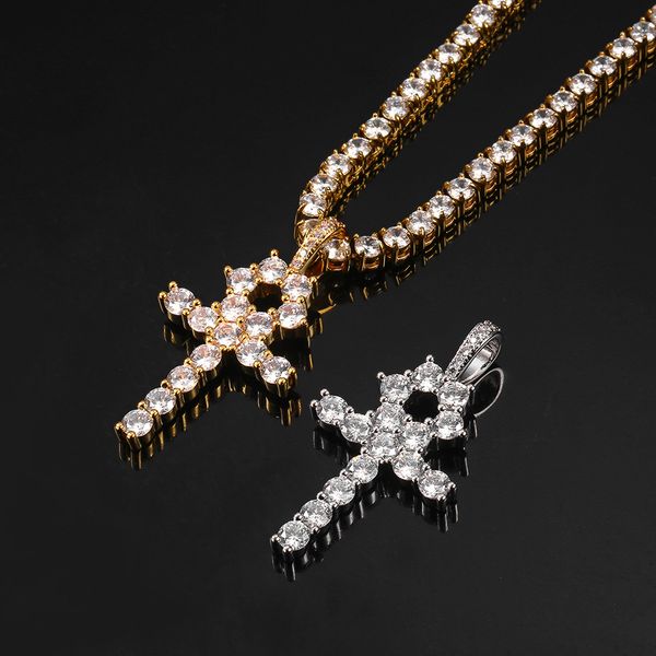 ankh key ankar zircon necklace, Silver