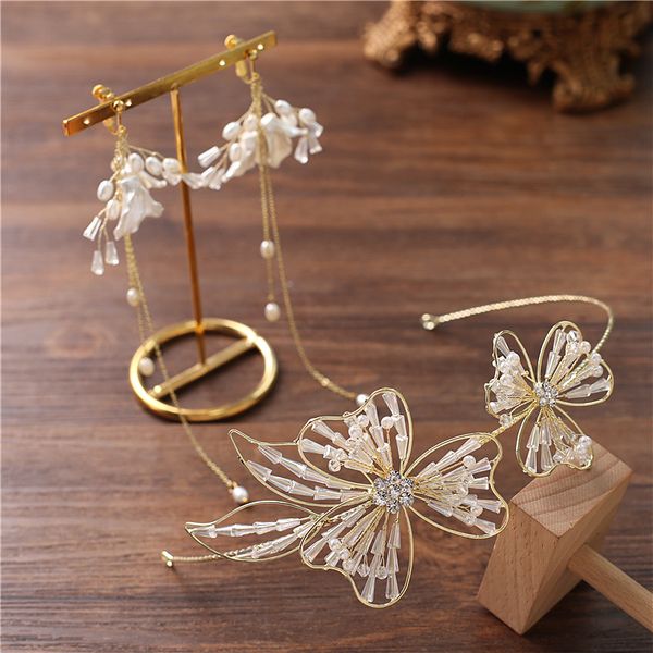 korean super fairy bride crystal flower hair hoop earrings wedding crown hair accessories, Golden;white
korean super fairy bride crystal flower hair hoop earrings wedding crown hair accessories, Golden;white