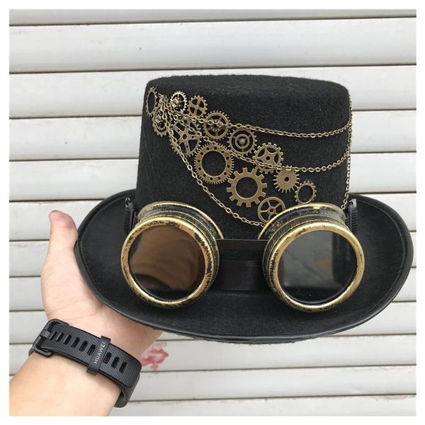 2020 men women retro handmade steampunk hat with gear glasses stage magic hat party cosplay size 57cm, Blue;gray
2020 men women retro handmade steampunk hat with gear glasses stage magic hat party cosplay size 57cm, Blue;gray