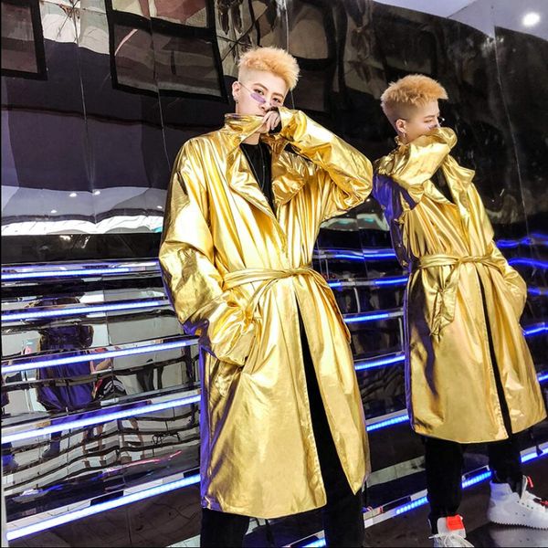 2019 autumn and winter night club bar dj stage costumes men's long section no buckle windbreaker tide men's youth cloak coat, Tan;black
2019 autumn and winter night club bar dj stage costumes men's long section no buckle windbreaker tide men's youth cloak coat, Tan;black