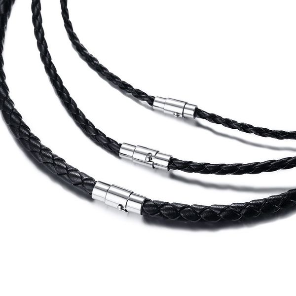 braided real leather chain men necklace black color male handmade chocker silver tone stainless steel clasp 3/5/6mm 8.7" length
braided real leather chain men necklace black color male handmade chocker silver tone stainless steel clasp 3/5/6mm 8.7" length