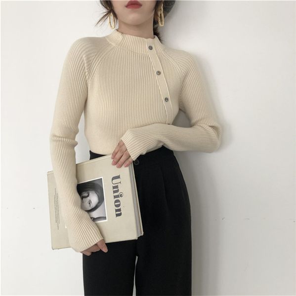taotrees casual autumn winter basic thick sweater women knitted pullovers stretch buttons turtleneck sweater female jumpers, White;black
taotrees casual autumn winter basic thick sweater women knitted pullovers stretch buttons turtleneck sweater female jumpers, White;black