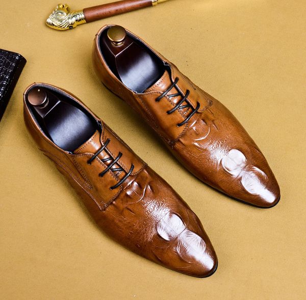100% genuine cow leather brown handmade men's derby shoes crocodile pattern wedding office formal dress shoe male business shoes, Black
100% genuine cow leather brown handmade men's derby shoes crocodile pattern wedding office formal dress shoe male business shoes, Black