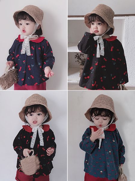 new retro cherry doll collar shirt in spring 2019 children girls clothing lantern sleeved babies blouses cute fashion girls, White;black
new retro cherry doll collar shirt in spring 2019 children girls clothing lantern sleeved babies blouses cute fashion girls, White;black