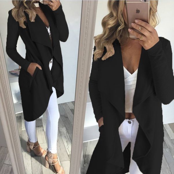 women irregular long turn-down collar trench coat overcoat for female women 2018 autumn new long sleeve outwear coats, Black
women irregular long turn-down collar trench coat overcoat for female women 2018 autumn new long sleeve outwear coats, Black